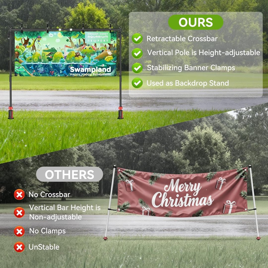 EMART Adjustable Outdoor Banner Stand with Crossbar for 82x118in Banner — frame 4