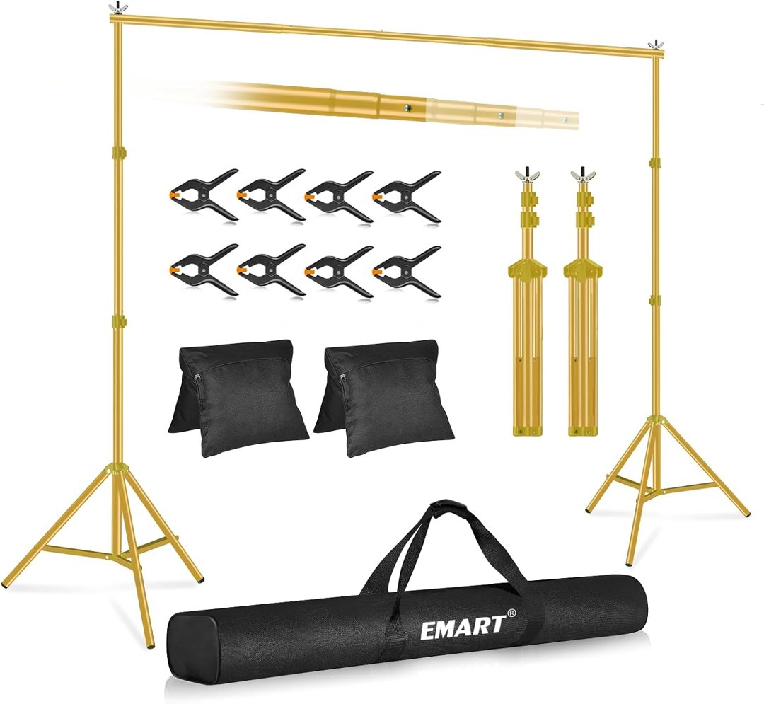 EMART Backdrop Stand 10x7FT Adjustable Back Drop Stand for Party -Gold — frame 2
