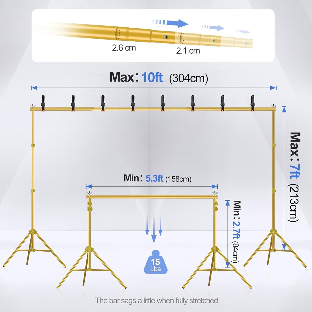 EMART Backdrop Stand 10x7FT Adjustable Back Drop Stand for Party -Gold — frame 3