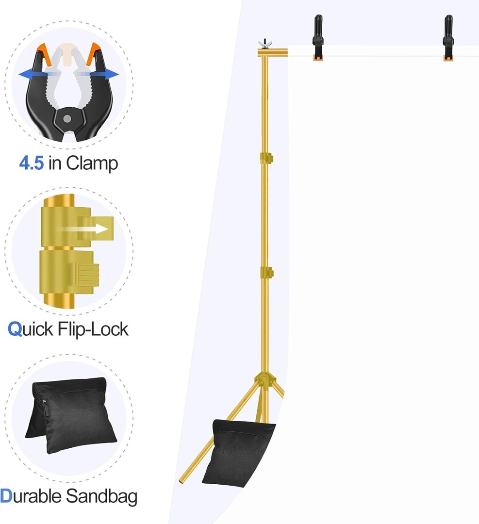 EMART Backdrop Stand 10x7FT Adjustable Back Drop Stand for Party -Gold — frame 5