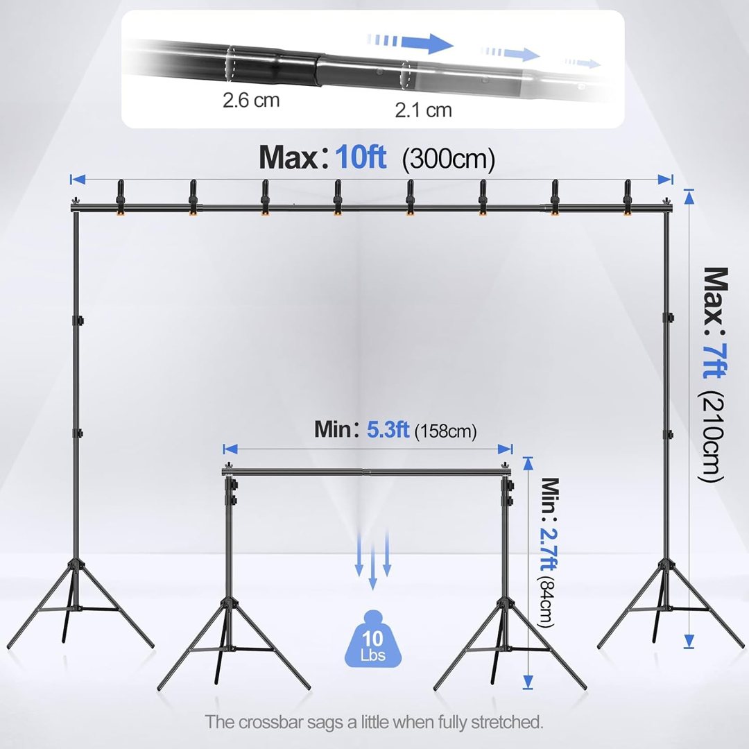 EMART Backdrop Stand 10x7FT Adjustable Back Drop Stand for Party Photoshoot — frame 3