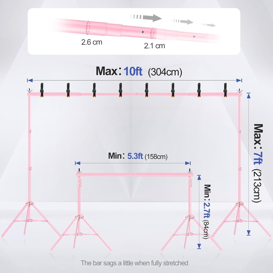 EMART Backdrop Stand 10x7FT Adjustable Back Drop Stand for Party -Pink — frame 3