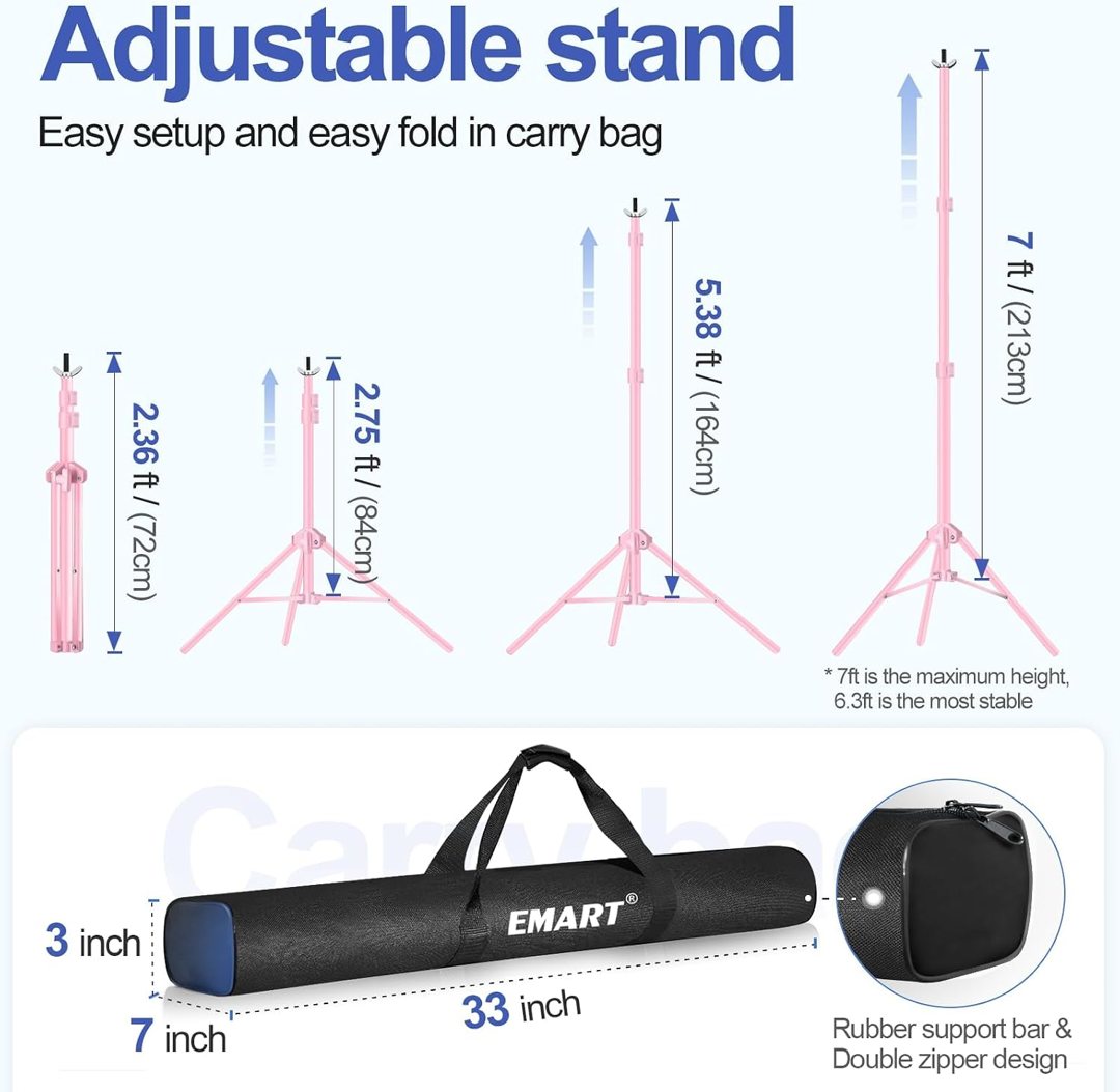 EMART Backdrop Stand 10x7FT Adjustable Back Drop Stand for Party -Pink — frame 4