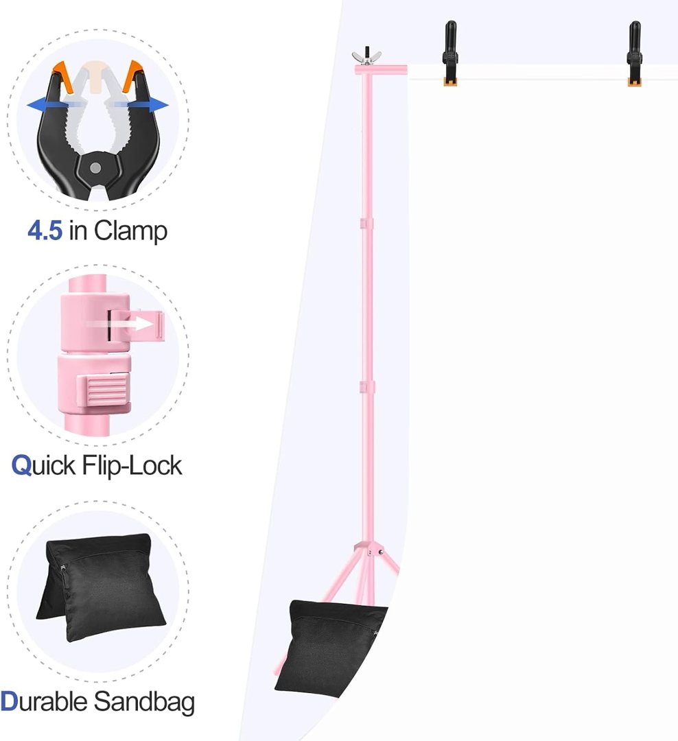 EMART Backdrop Stand 10x7FT Adjustable Back Drop Stand for Party -Pink — frame 5