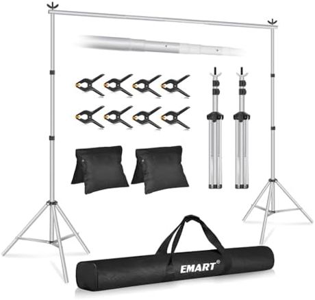 EMART Backdrop Stand 10x7FT Adjustable Back Drop Stand for Party -Silver