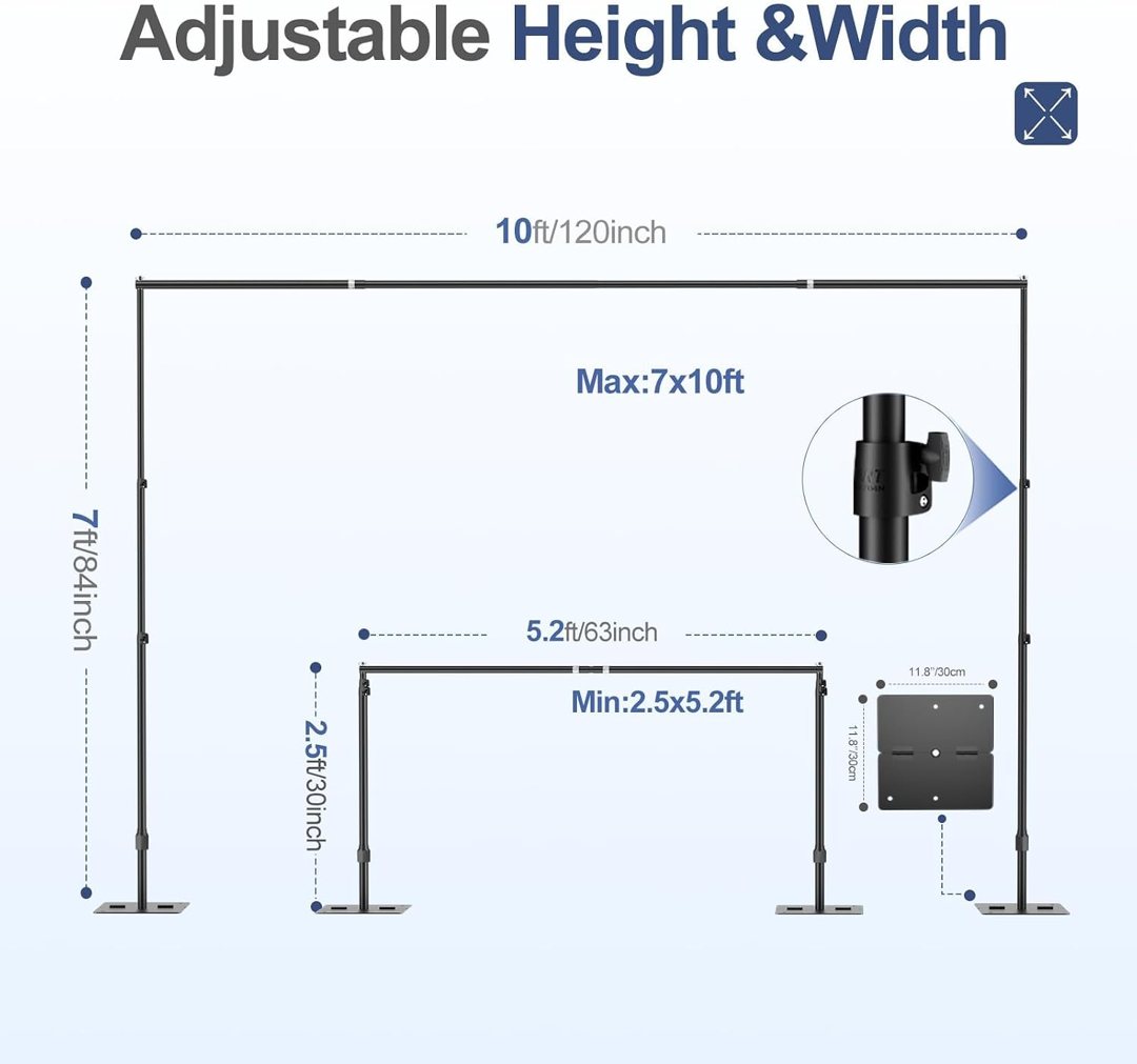 EMART Backdrop Stand, 10x7ft Background Stand with Heavy Duty Flat Base — frame 5