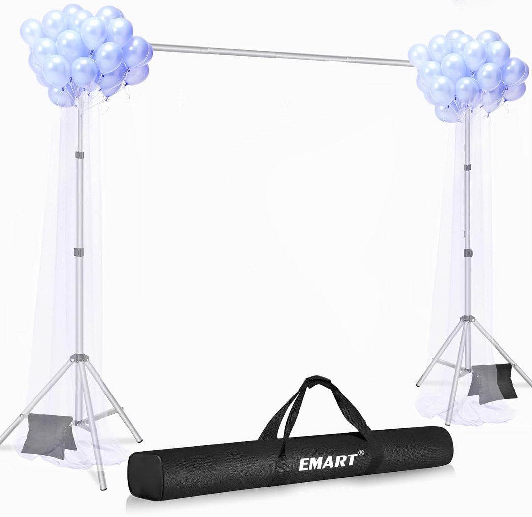 EMART Backdrop Stand 10x8.5FT Adjustable Back Drop Stand for Party -Silver — frame 3