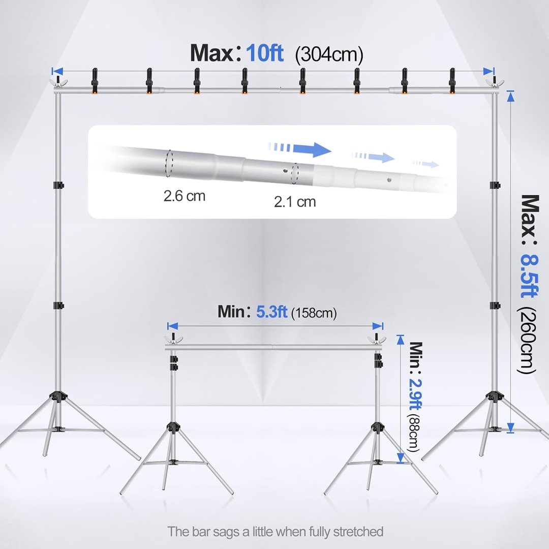 EMART Backdrop Stand 10x8.5FT Adjustable Back Drop Stand for Party -Silver — frame 4