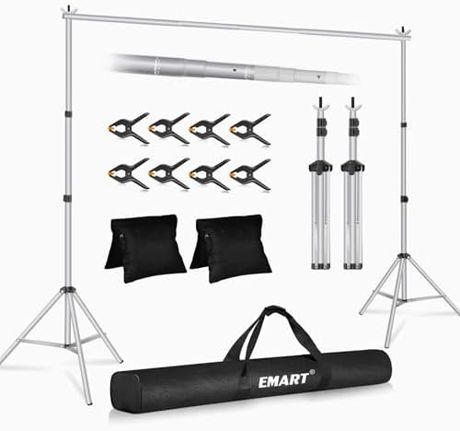EMART Backdrop Stand 10x8.5FT Adjustable Back Drop Stand for Party -Silver