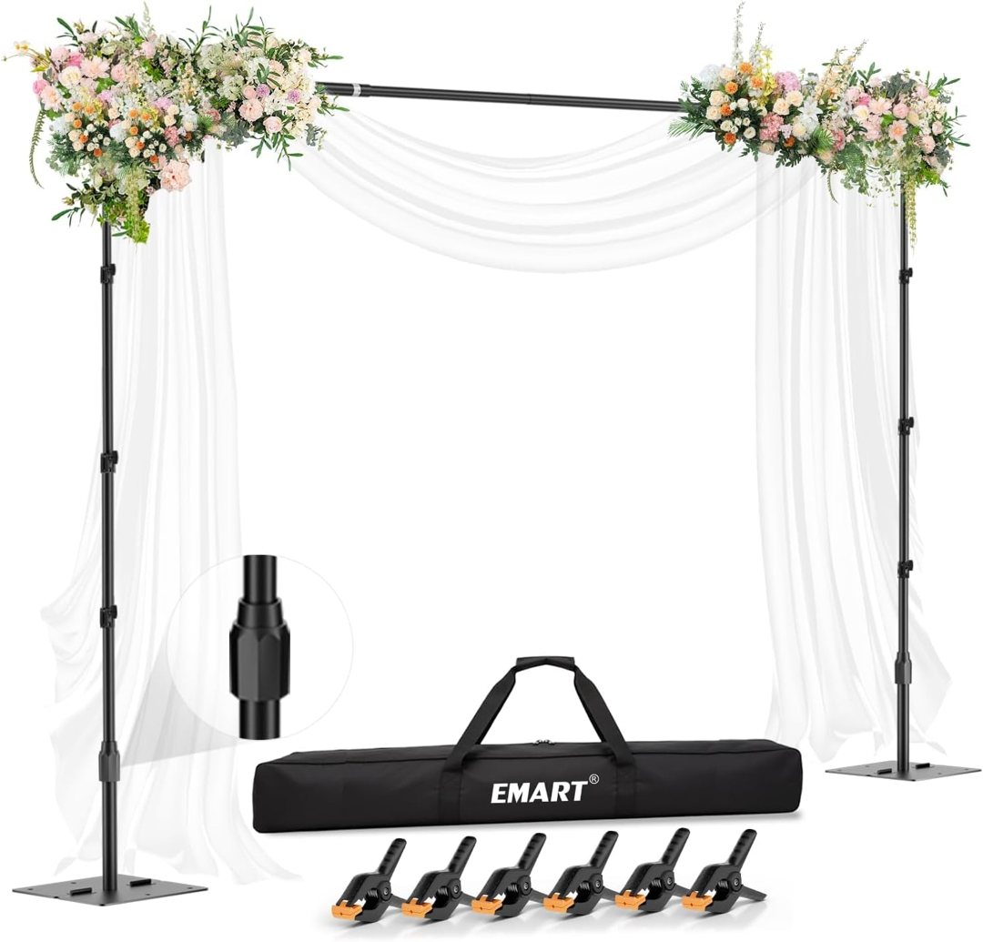 EMART Backdrop Stand, 10x8.5ft Background Stand with Heavy Duty Flat Base — frame 2