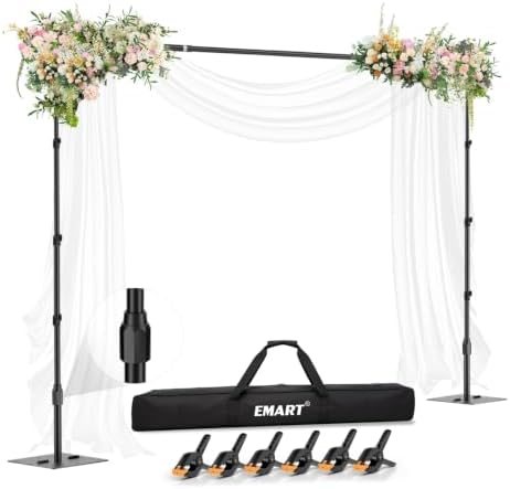 EMART Backdrop Stand, 10x8.5ft Background Stand with Heavy Duty Flat Base