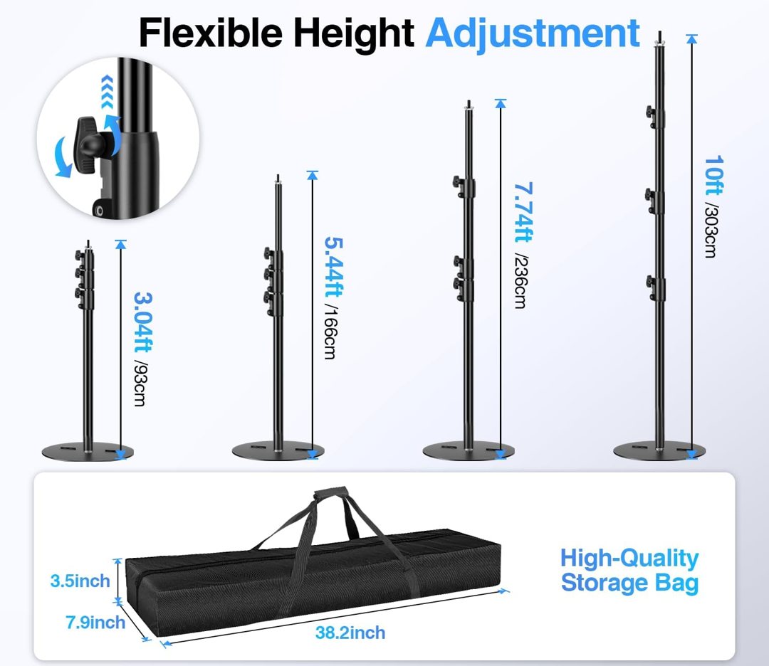 EMART Backdrop Stand Heavy Duty 10x10ft Adjustable Pipe and Drape Stand — frame 5