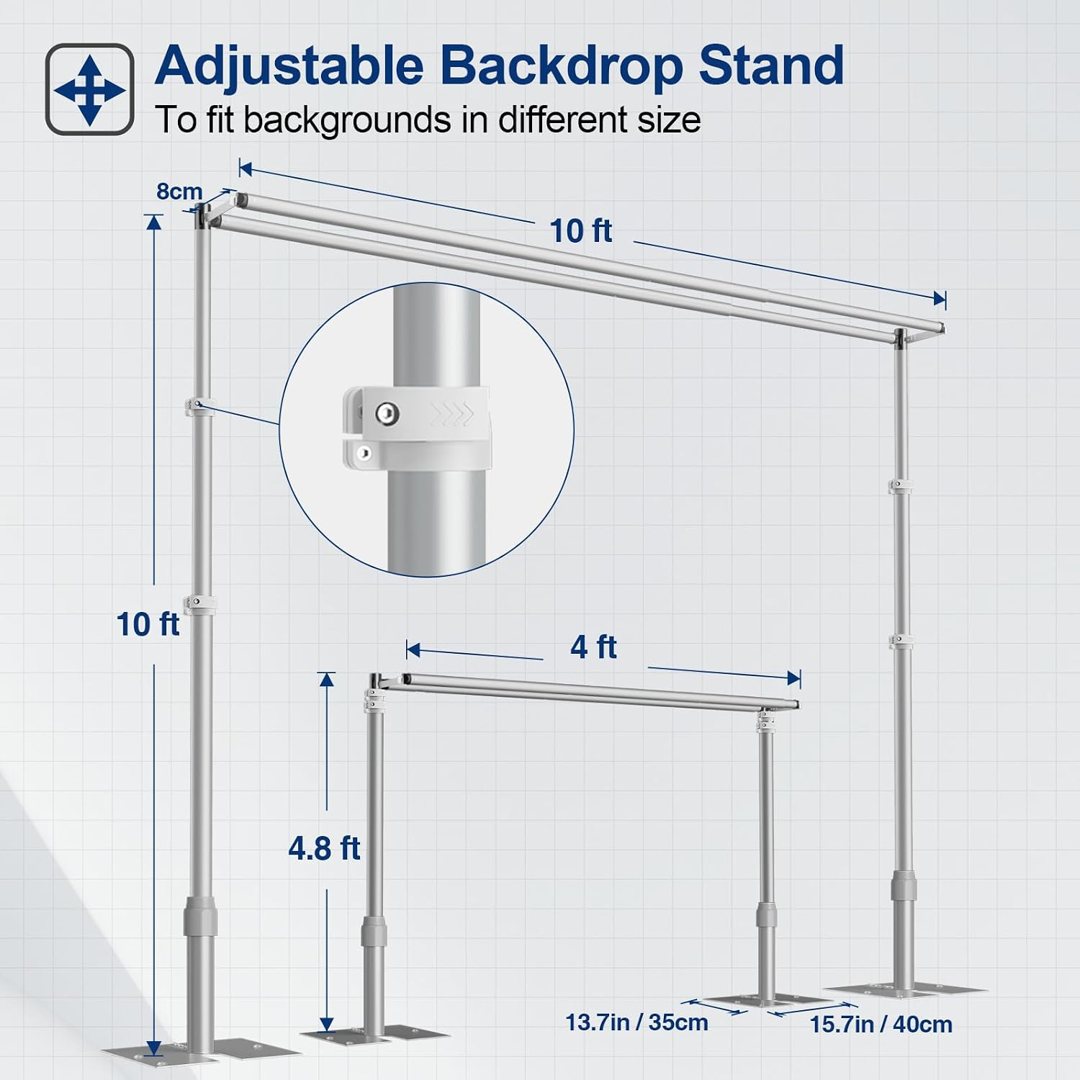 EMART Backdrop Stand Heavy Duty 10x10Ft Double Crossbar Pipe and Drape — frame 5