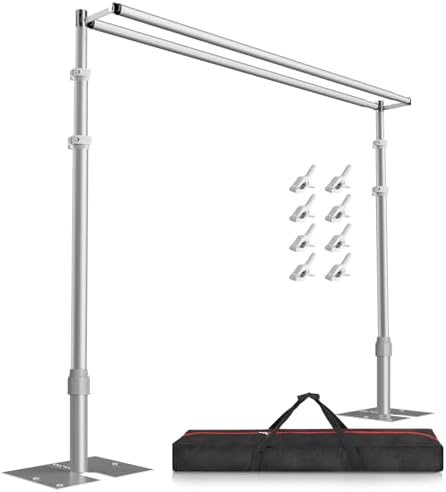 EMART Backdrop Stand Heavy Duty 10x10Ft Double Crossbar Pipe and Drape