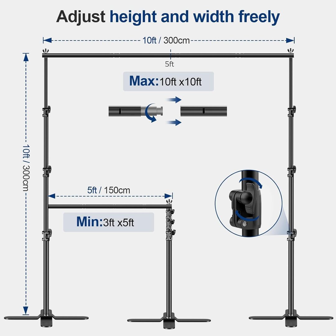 EMART Backdrop Stand Heavy Duty, 10x10Ft Pipe and Drape Stand, Adjustable — frame 3