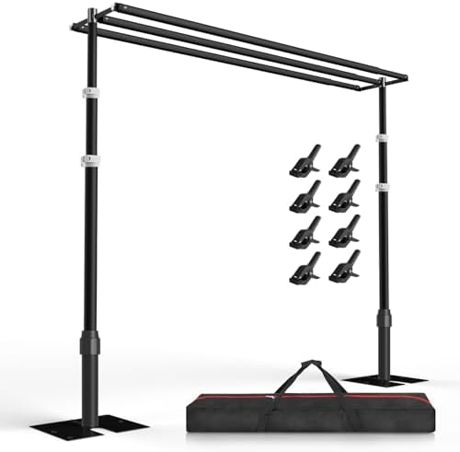 EMART Backdrop Stand Heavy Duty 10x10Ft Three Crossbar Pipe and Drape-Black