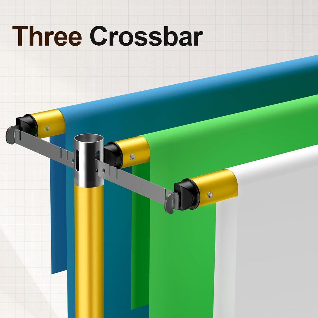 EMART Backdrop Stand Heavy Duty 10x12Ft Three Crossbar Pipe and Drape-Gold — frame 3