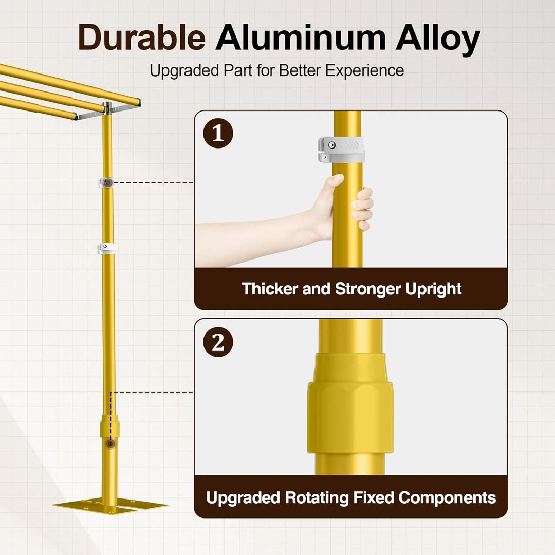 EMART Backdrop Stand Heavy Duty 10x12Ft Three Crossbar Pipe and Drape-Gold — frame 4