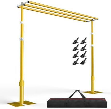 EMART Backdrop Stand Heavy Duty 10x12Ft Three Crossbar Pipe and Drape-Gold