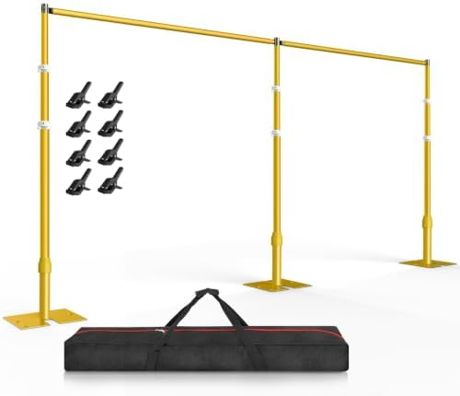 EMART Backdrop Stand Heavy Duty 10x20Ft Adjustable Pipe and Drape Kit-Gold