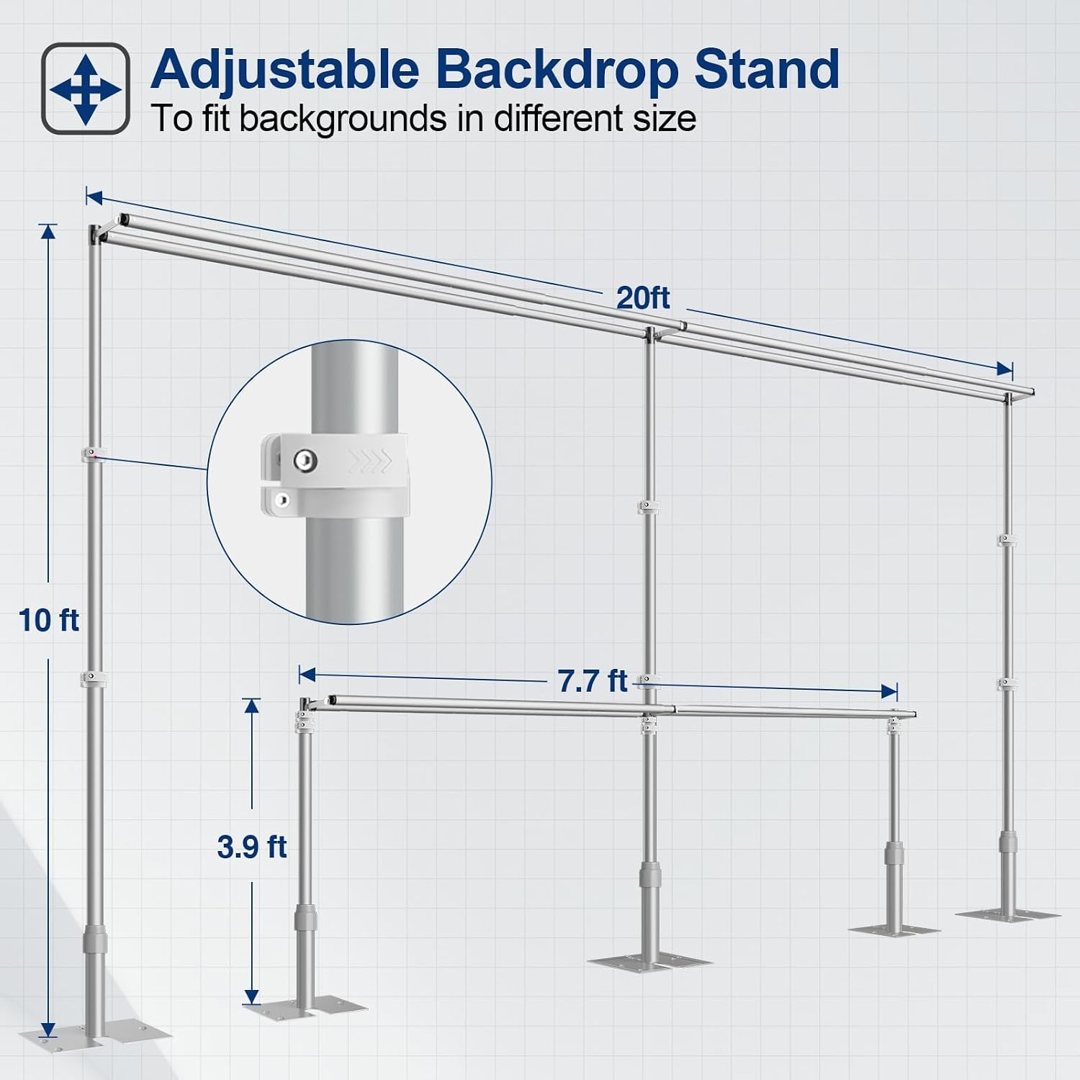EMART Backdrop Stand Heavy Duty 10x20Ft Double Crossbar Pipe and Drape — frame 5