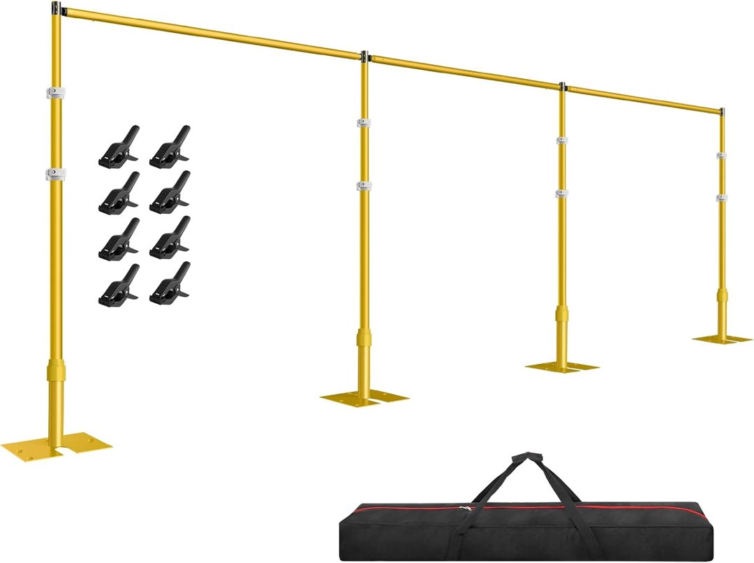 EMART Backdrop Stand Heavy Duty 12ftx30ft, Adjustable Pipe and Drape Photo Background Support Kit, Metal Frame with Flat Base for Wedding Birthday Party Banquet Decorations-Gold — frame 2