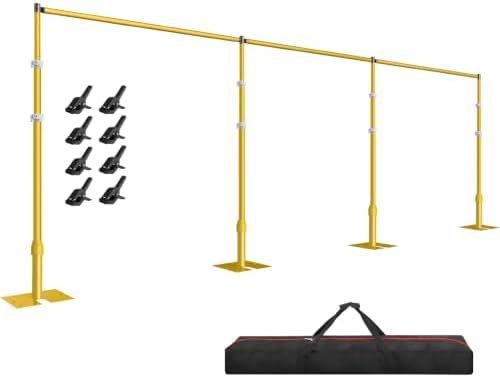 EMART Backdrop Stand Heavy Duty 12ftx30ft, Adjustable Pipe and Drape Photo Background Support Kit, Metal Frame with Flat Base for Wedding Birthday Party Banquet Decorations-Gold