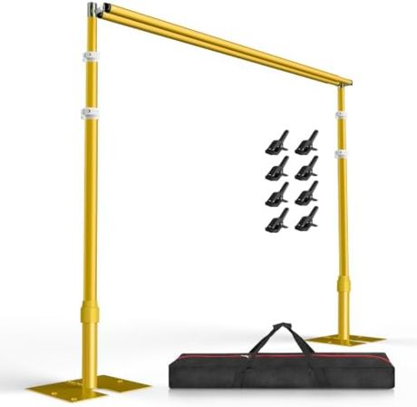 EMART Backdrop Stand Heavy Duty 12x10Ft Double Crossbar Pipe and Drape-Gold