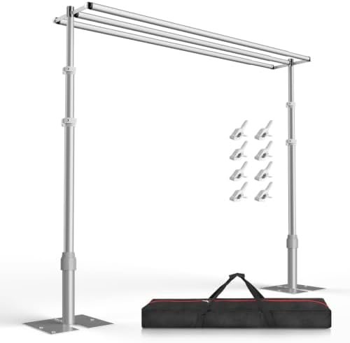 EMART Backdrop Stand Heavy Duty 12x10Ft,Three Crossbar Pipe and Drape Photo Background Support Kit, Adjustable Metal Frame with Flat Base for Wedding Birthday Party Decorations — frame 1