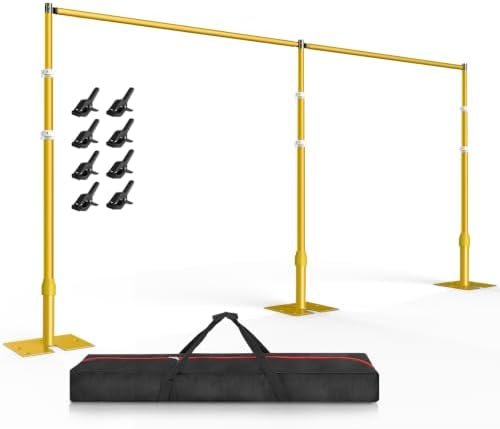 EMART Backdrop Stand Heavy Duty 12x20Ft Adjustable Pipe and Drape Kit-Gold