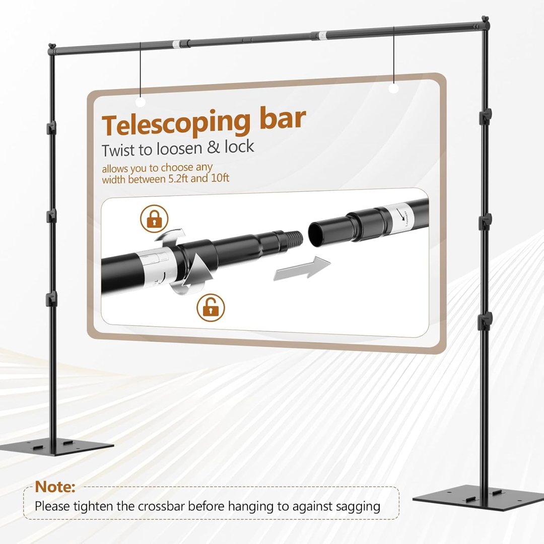 EMART Backdrop Stand Heavy Duty 8.5x10ft Adjustable Pipe and Drape Stand — frame 4