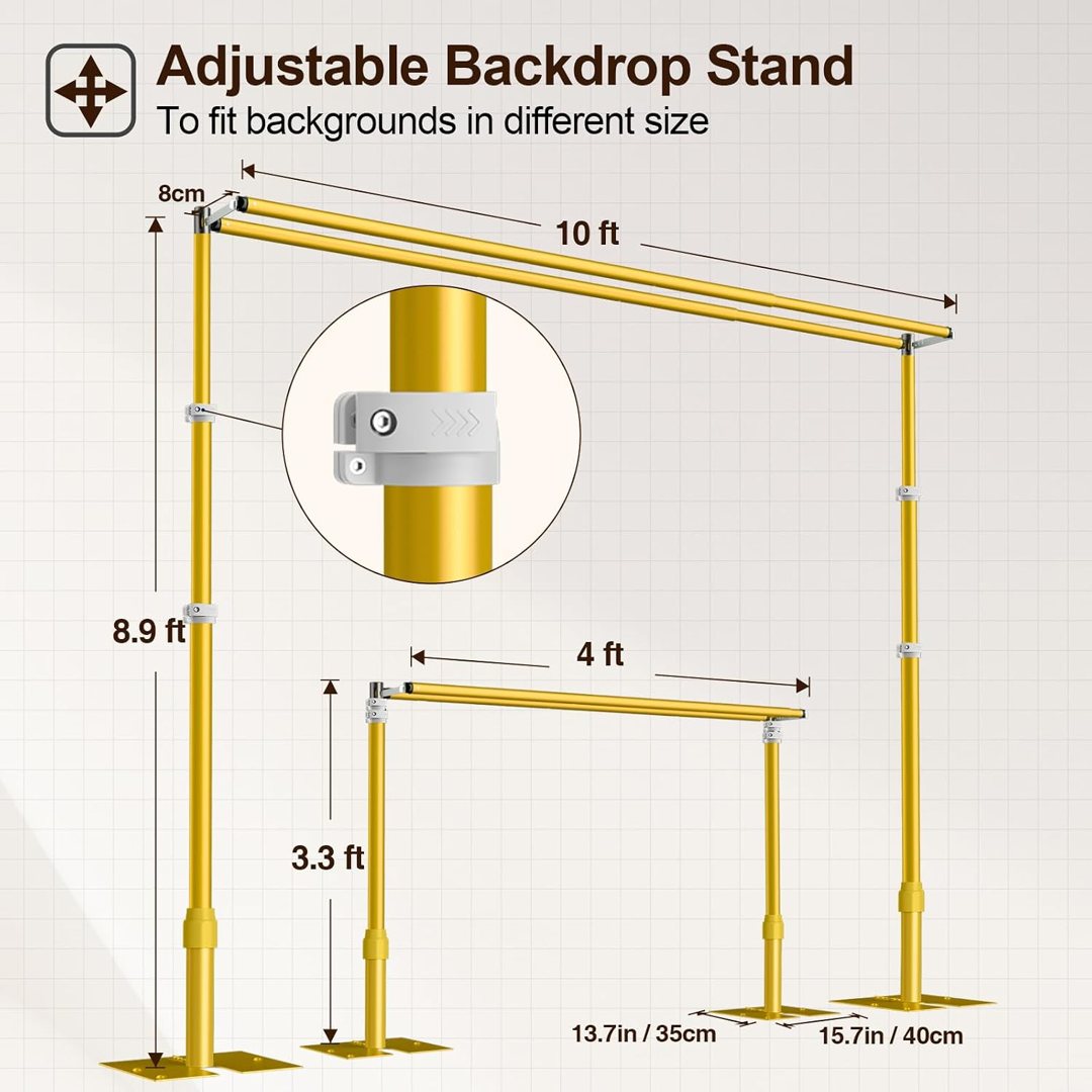 EMART Backdrop Stand Heavy Duty 8.9x10Ft Double Crossbar Pipe and Drape — frame 5