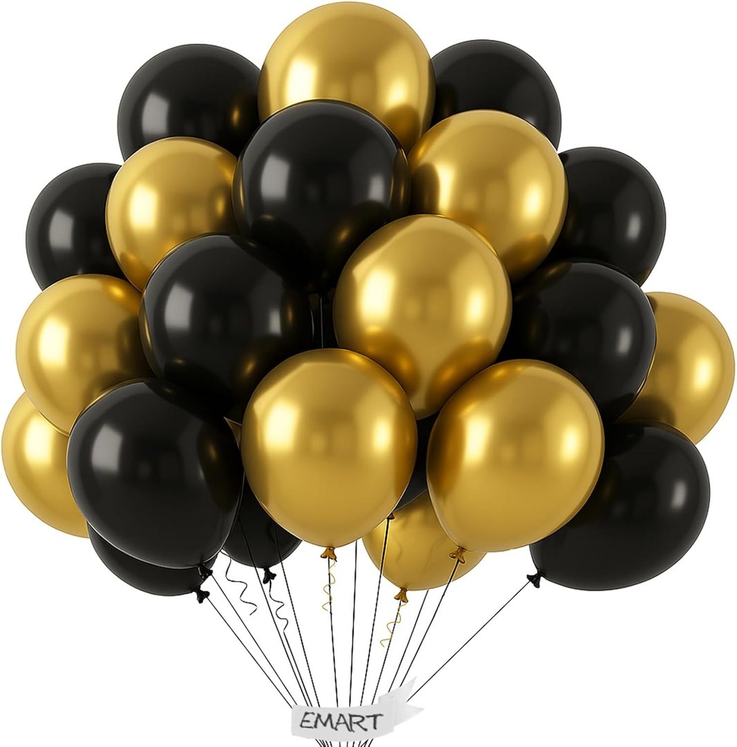 EMART Black and Gold Balloons 12 Inch 60pcs, Latex Balloons for Party — frame 2
