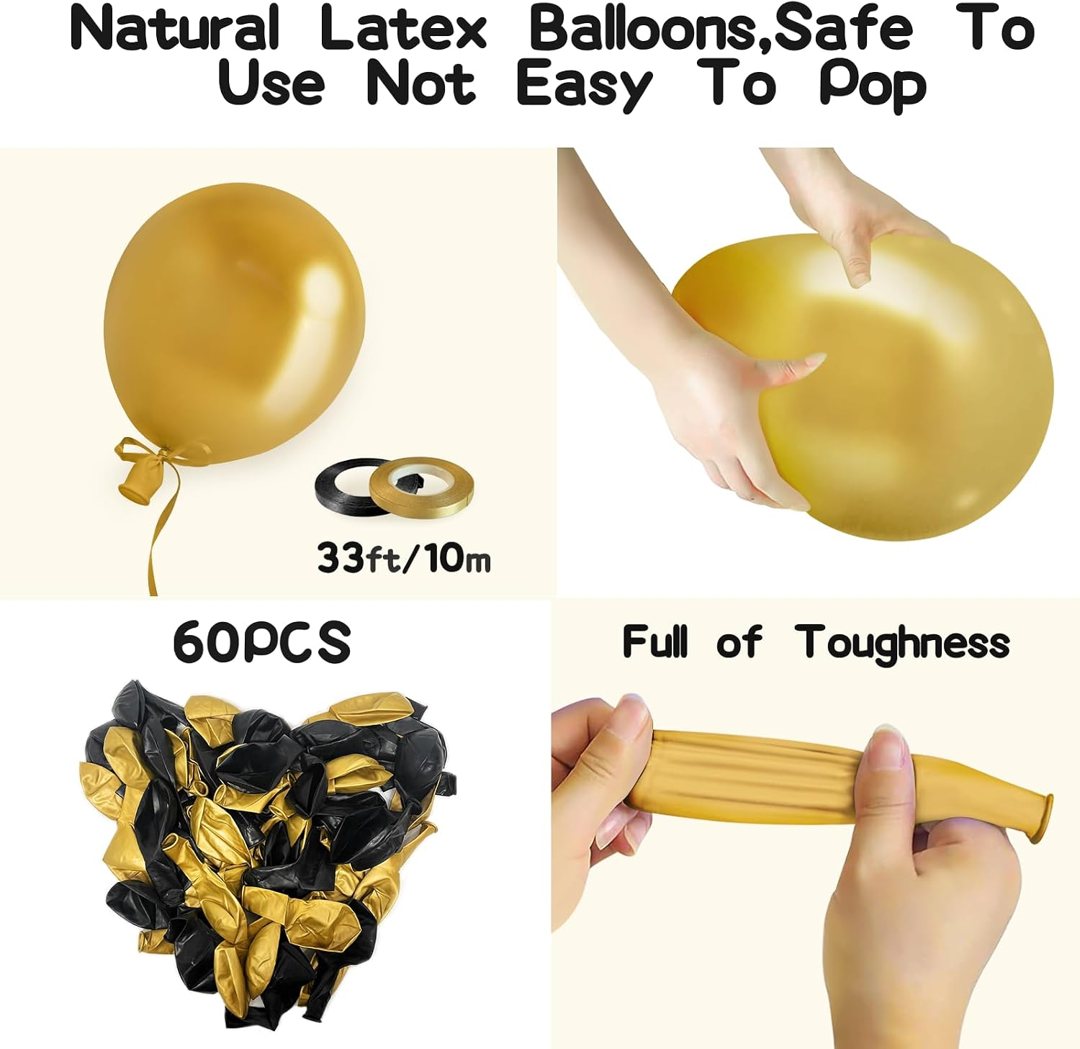 EMART Black and Gold Balloons 12 Inch 60pcs, Latex Balloons for Party — frame 4