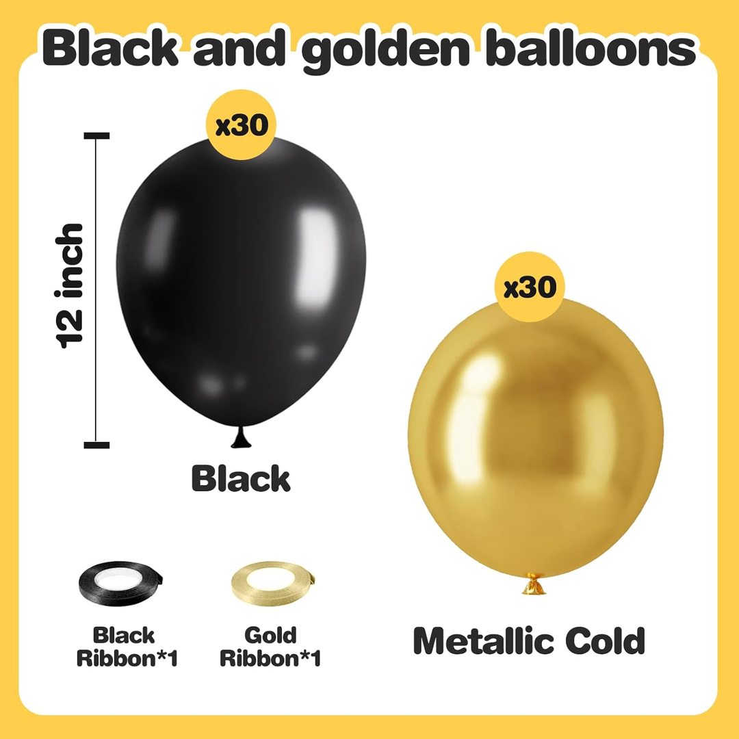 EMART Black and Gold Balloons 12 Inch 60pcs, Latex Balloons for Party — frame 5
