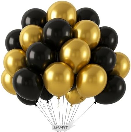 EMART Black and Gold Balloons 12 Inch 60pcs, Latex Balloons for Party
