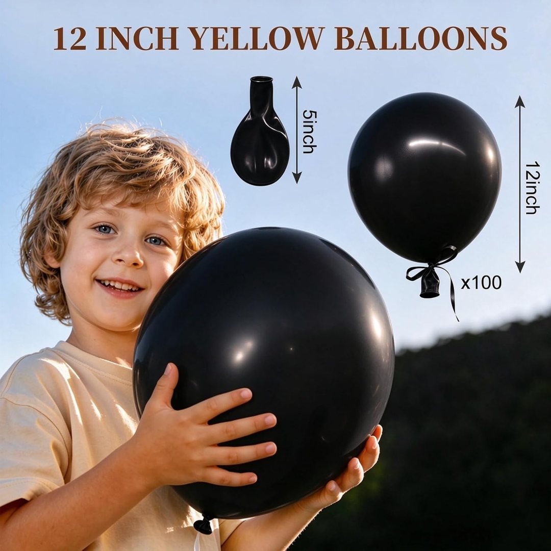 EMART Black Balloons 12 Inch 100pcs, Latex Balloons for Party(with Ribbon) — frame 3