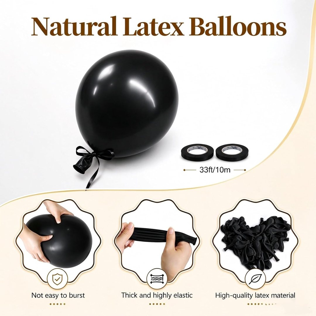 EMART Black Balloons 12 Inch 100pcs, Latex Balloons for Party(with Ribbon) — frame 4