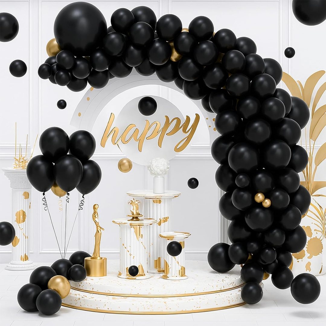 EMART Black Balloons 12 Inch 100pcs, Latex Balloons for Party(with Ribbon) — frame 5