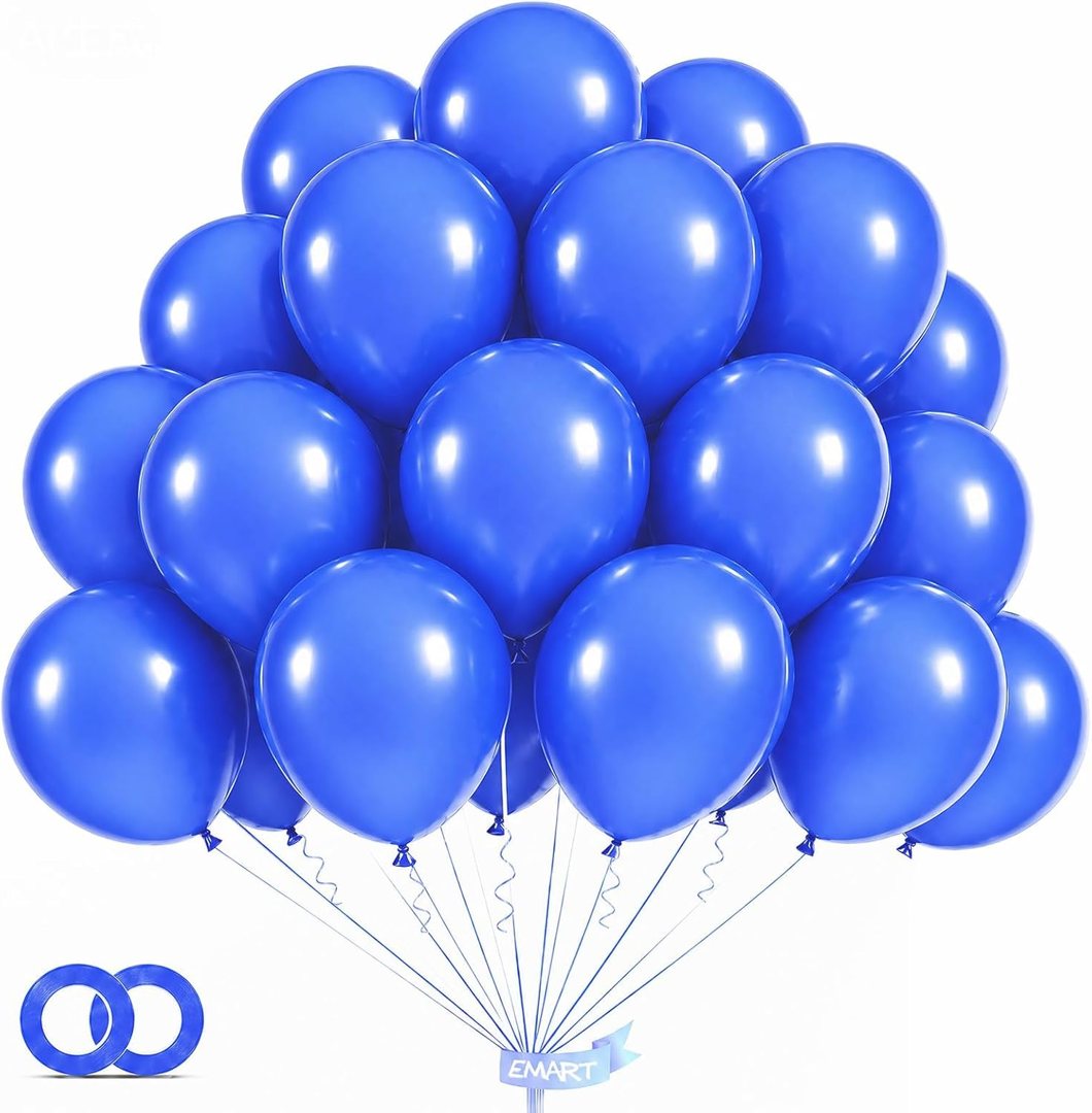 EMART Blue Balloons 12 Inch 100pcs, Latex Balloons for Party(with Ribbon) — frame 2