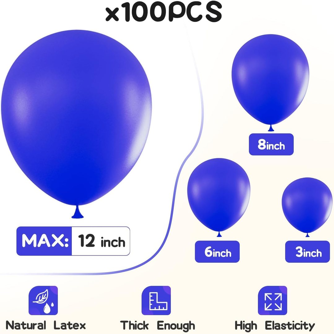 EMART Blue Balloons 12 Inch 100pcs, Latex Balloons for Party(with Ribbon) — frame 3