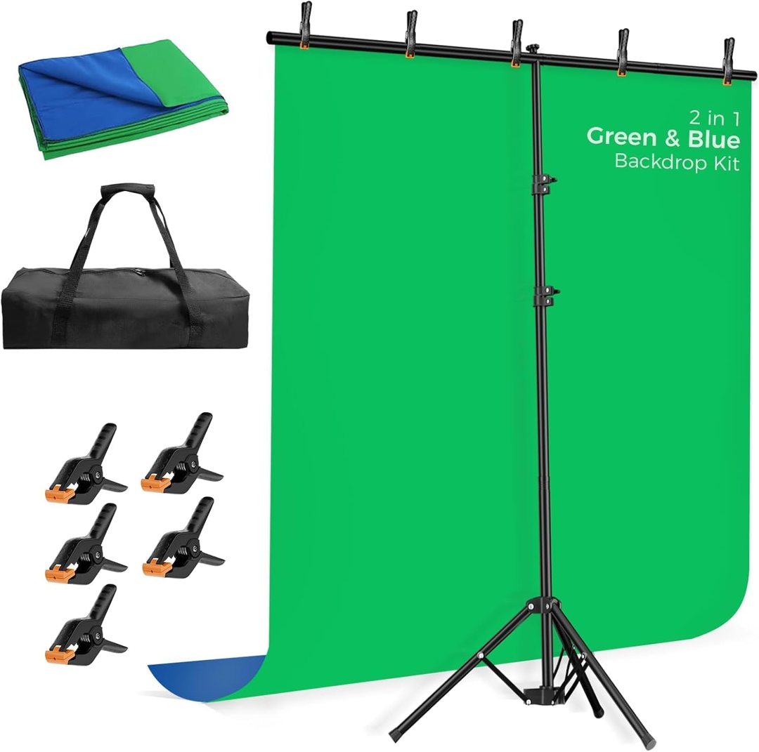 EMART Blue Green Screen Backdrop Kit, 5x6.5ft Portable T-Shape — frame 2