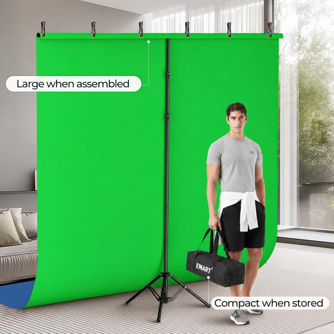 EMART Blue Green Screen Backdrop Kit, 7x8ft Portable T-Shape — frame 4