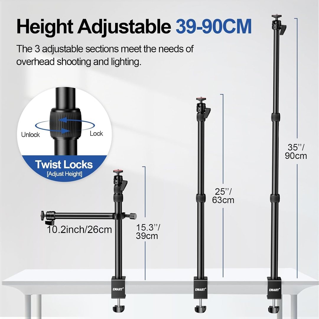 EMART Camera Desk Mount Table Stand, Adjustable Light Stand 15-35'' — frame 4