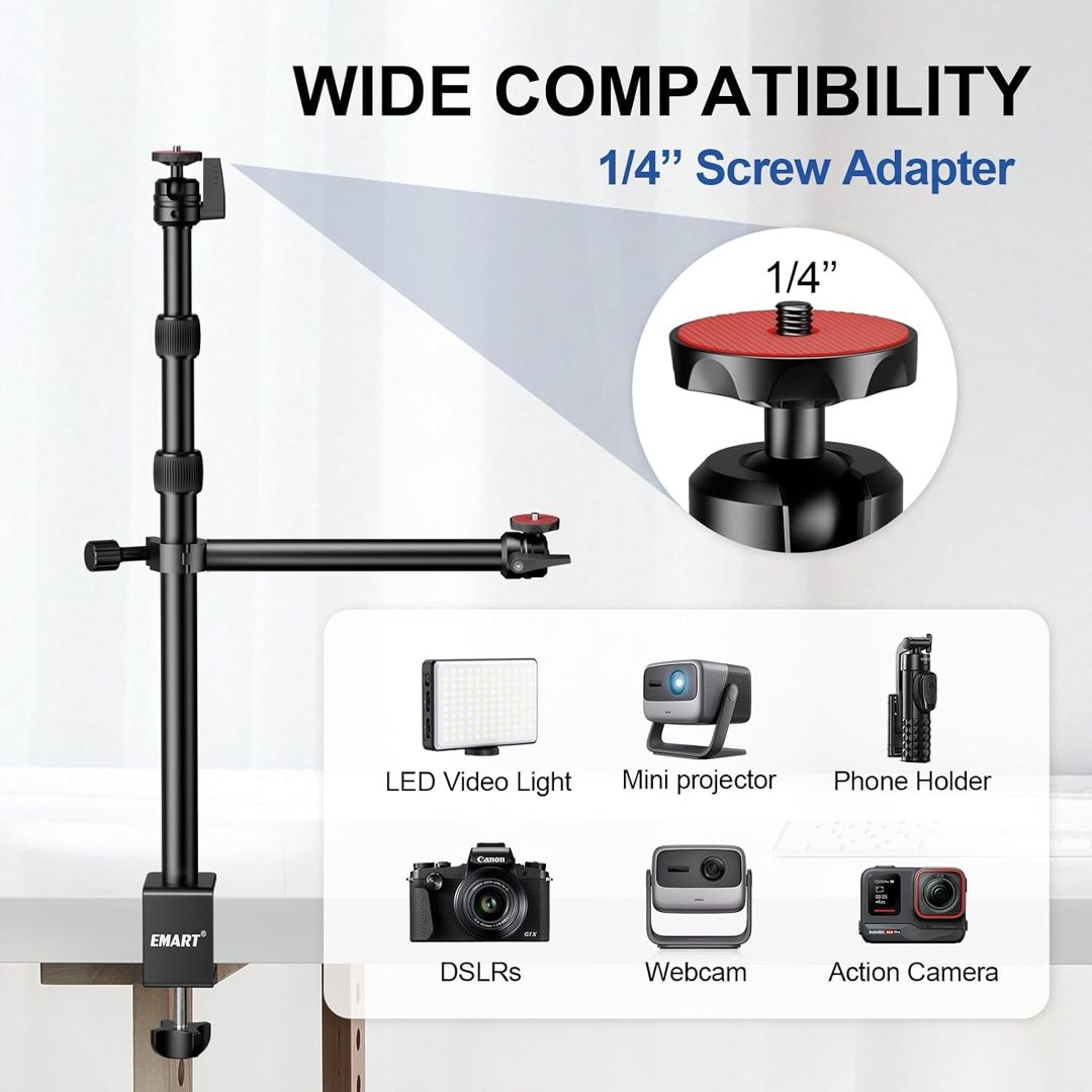 EMART Camera Desk Mount Table Stand, Adjustable Light Stand 15-35'' — frame 5