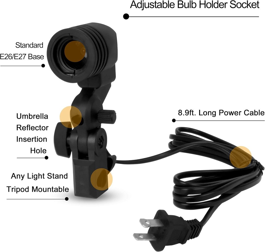 EMART E26 / E27 Light Bulb Socket Adapter with Photo Umbrella Lamp Holder — frame 3