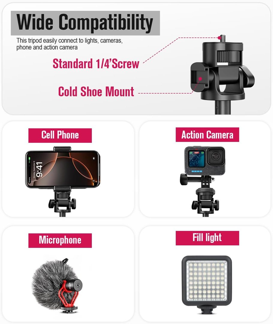 EMART Extendable Aluminum Tripod Stand,81" Portable Adjustable Phone Stand — frame 4