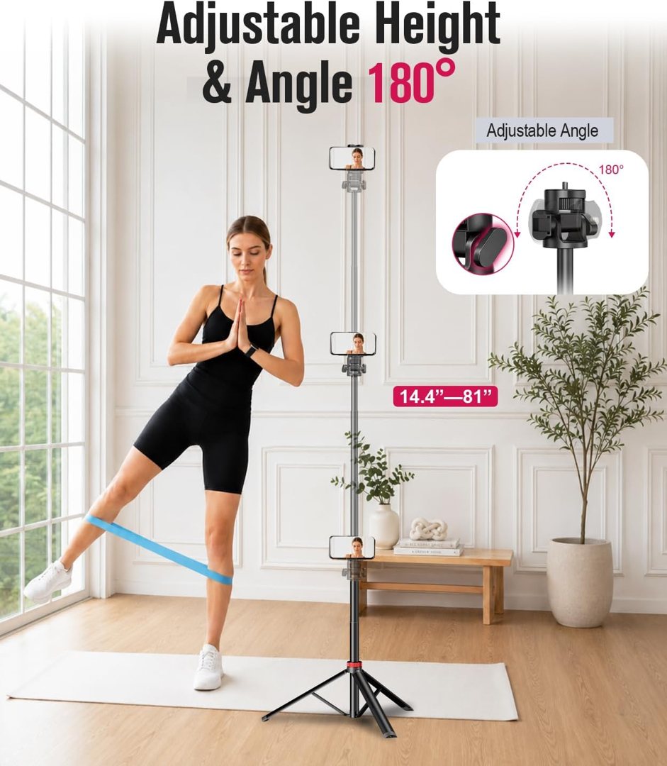 EMART Extendable Aluminum Tripod Stand,81" Portable Adjustable Phone Stand — frame 5