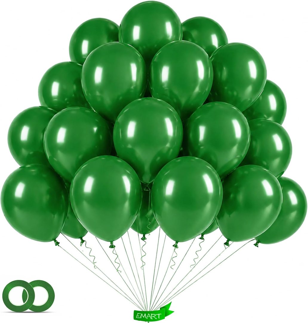 EMART Green Balloons 12 Inch 100pcs, Latex Balloons for Party(with Ribbon) — frame 2