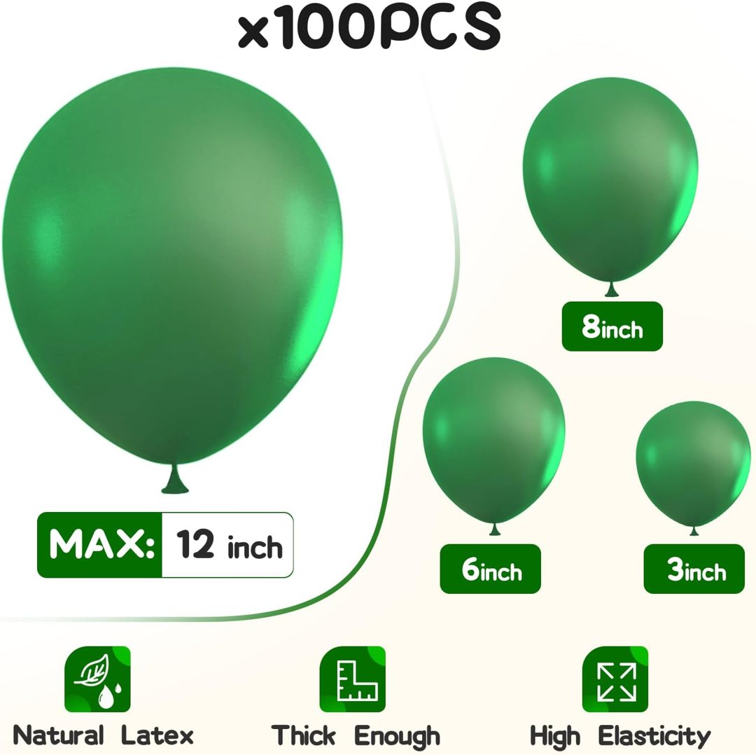 EMART Green Balloons 12 Inch 100pcs, Latex Balloons for Party(with Ribbon) — frame 4
